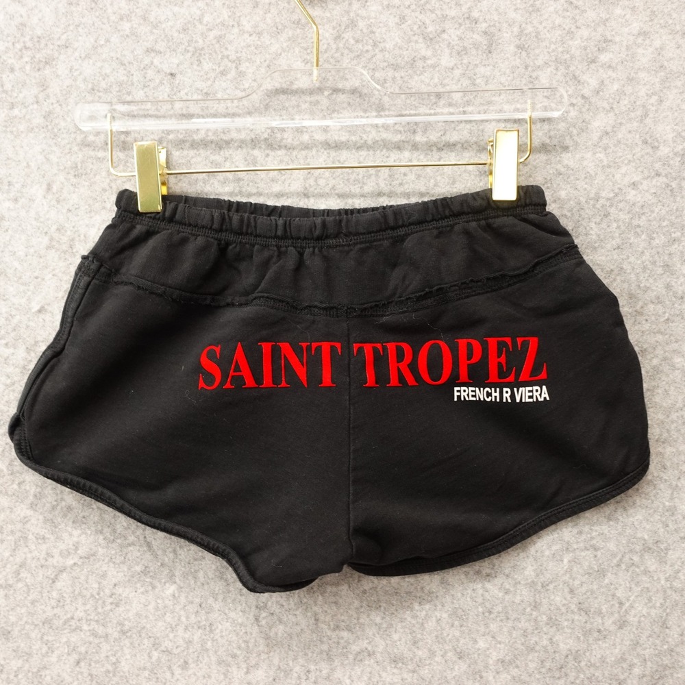 Saint Tropez Y2K Dolphin Shorts Womens SMALL Black Summer Hot Pants Sporty 24x1